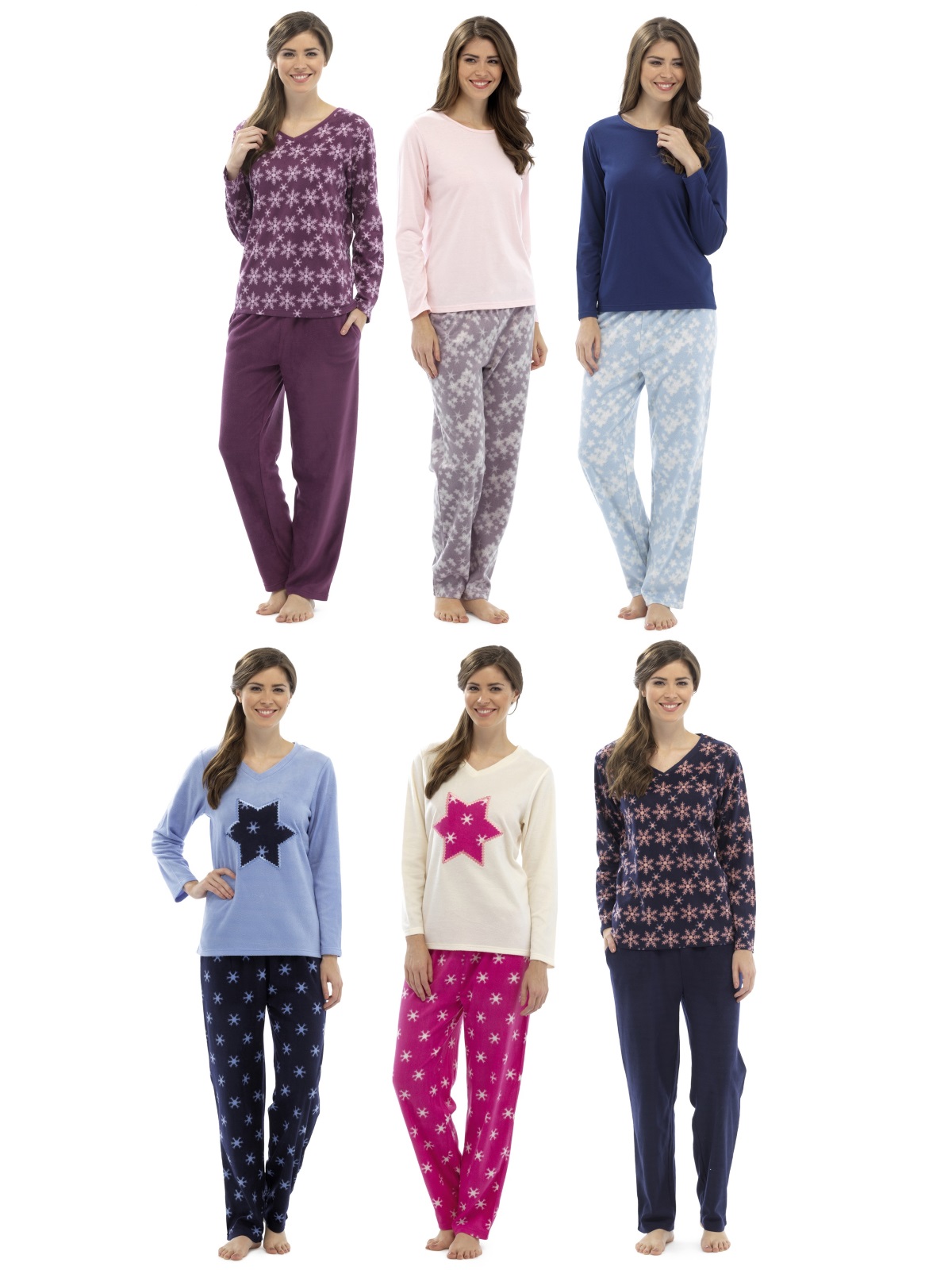 Womens Fleece Pyjamas Full Length Pjs Long Sleeve Lounge Set Ladies